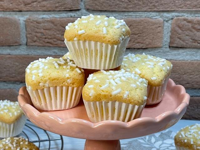 muffin con farina di riso e yogurt con granella di zucchero leggeri e senza glutine