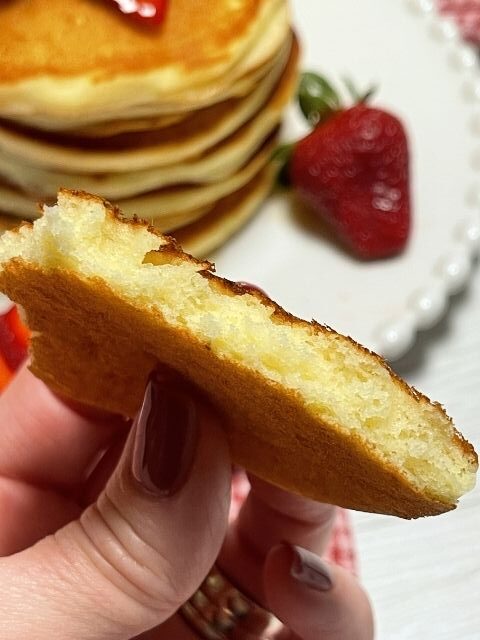 interno soffice dei pancake con farina di riso