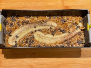 banana bread senza burro pronto da infornare