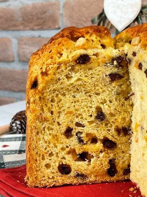 panettone senza glutine con farine naturali alto e soffice con uvetta e canditi